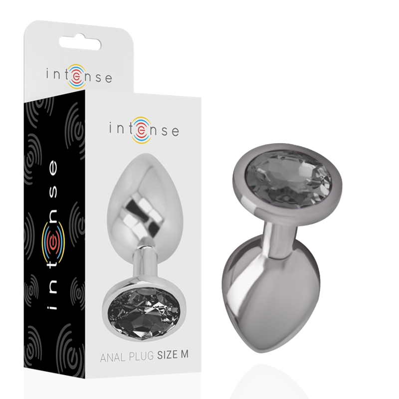 Intense Anal Toys - Aluminum Metal Anal Plug With Black Glass, Size M