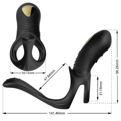 Armony For Him- Joy Jumper Ring Vibrator Pentru Cupluri Și Plug Anal Negru