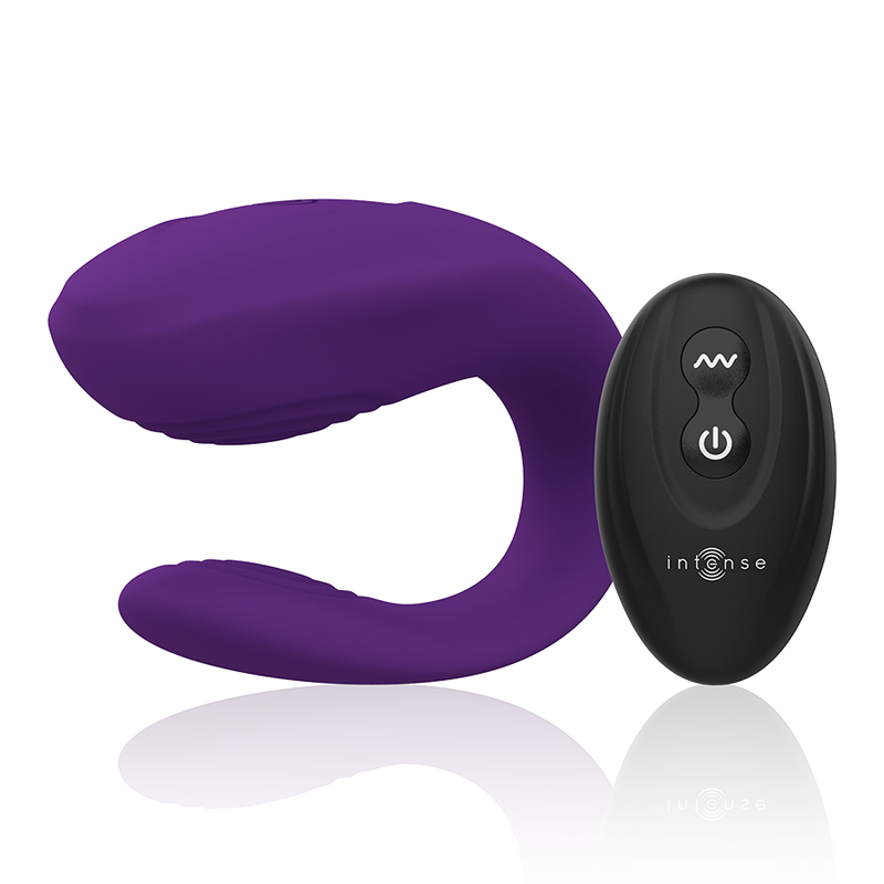 Intense Couples Toys - Bruno Vibrator With Remote Control, Double Pleasure Purple, 10 Vibration Patterns, Medical Silicone, Rechargeable, Submersible IPX6, Dimensions: 62mm x 15.5mm x 36mm