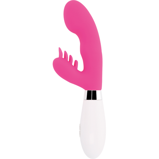 Glossy - Elvis Rabbit Pink, Silicone Vibrator with 10 Functions, 12cm, Works with 2 AAA Batteries