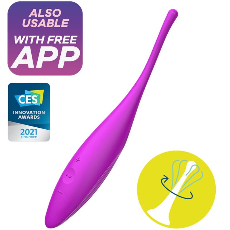 Satisfyer Connect - Satisfyer Twirling Joy Clitoris Tip Vibrator - Fuchsia, Circling Vibrations, App Compatible, Water Resistant