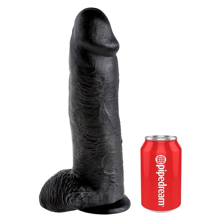 King Cock- Penis De 12" Negru Cu Bile 30.48 Cm