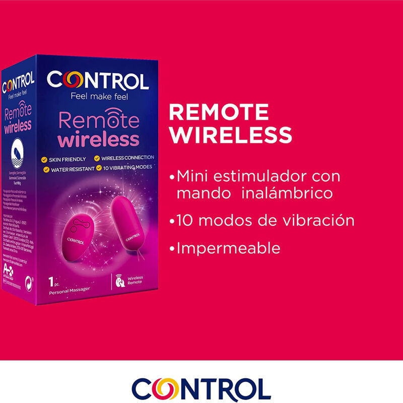 Control Toys - Wireless Remote Control Personal Massager, 10 Levels of Intensity, 3 Hours of Autonomy