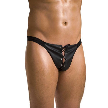 Passion Men - 044 Ben Black L/XL Open Brief, Stylish Polyurethane and Polyester Briefs, Made in EU