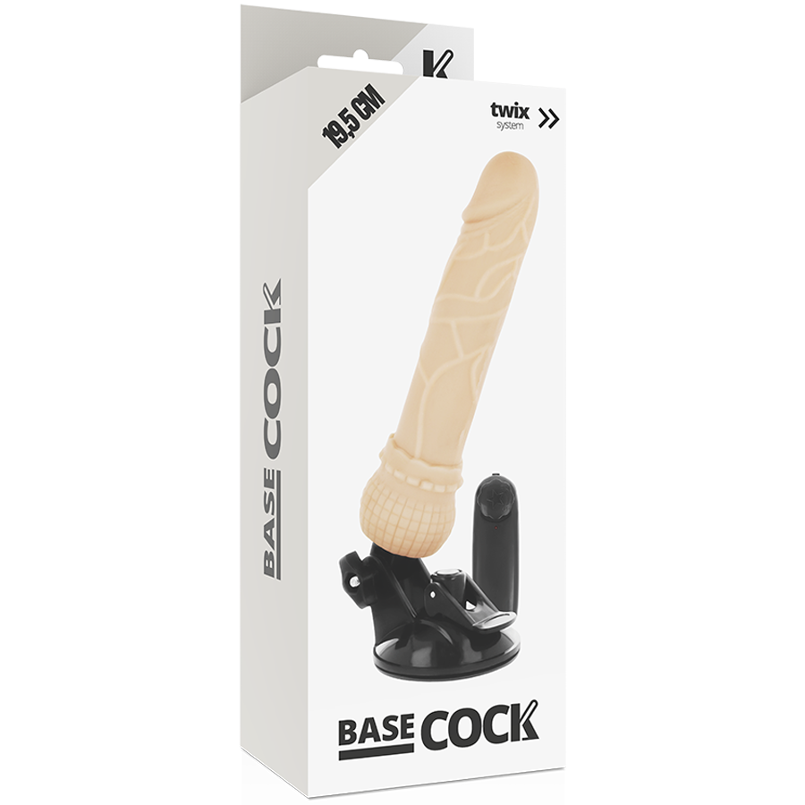 Basecock - Realistic Vibrator With Flesh Remote Control 19.5 x 4 cm