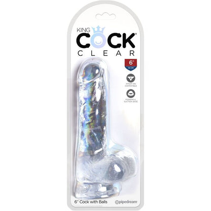 King Cock- Penis Realist Transparent Cu Bile 13,5 Cm Transparent