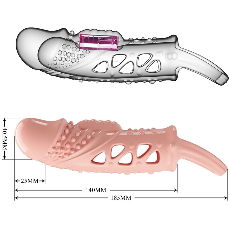 Pretty Love Cecelia Penis Sleeve Vibrator with Stronger Erection, TPR ABS, Flesh, Powered by 3 LR936 Batteries