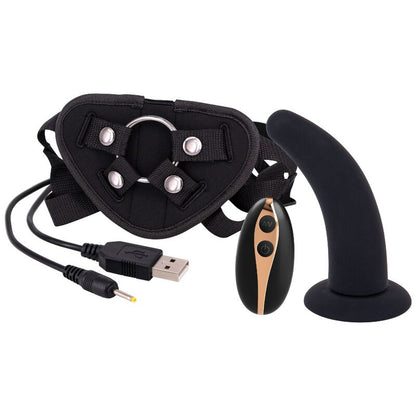 Seven Creations - Harness Strap On With Vibrator and Suction Cup, 17.8 cm, Water Resistant, 7 Vibration Functions