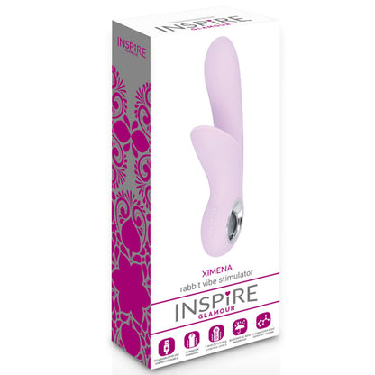 Inspira Glamor - Ximena Rabbit Mallow, Rechargeable Vibrator, 7 Vibration Functions + 5 Speed ​​Controls, Water Resistant, Hypoallergenic Silicone, Curved Design, Flexible Clitoral Stimulator