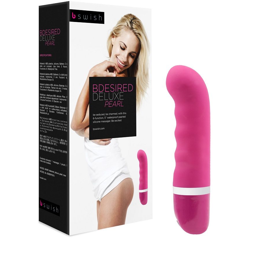 B Swish - Bdesired Deluxe Pearl Pink Pearl Vibrator, Silicone, Water Resistant, 6 Functions, 15.24 cm