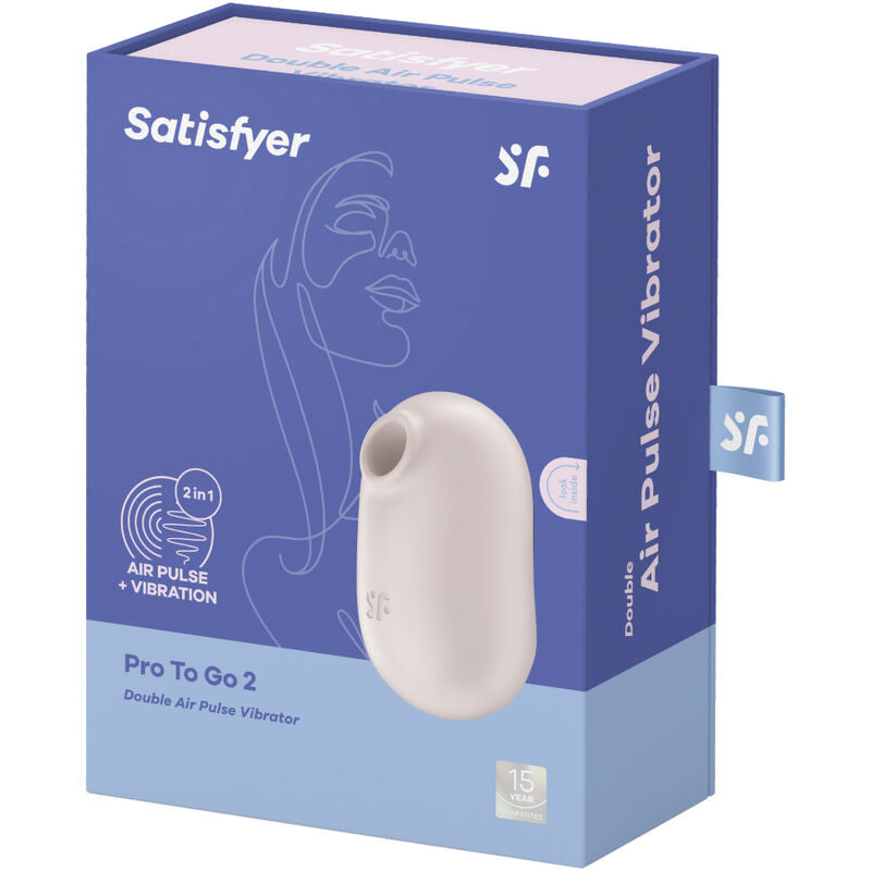 Satisfyer Air Pulse - Pro To Go 2 Hybrid Pressure Wave Stimulator and Vibrator, Beige