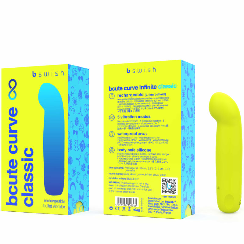 B Swish-  Bcute Curve Infinit Clasic Vibrator Reîncărcabil Din Silicon Clasic Galben Citrice