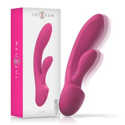 Intense Fun - Pink Silicone Rabbit Vibrator, Double Stimulation, 10 Vibration Programs, IPX6 Water Resistant, 10 Year Warranty