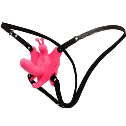 Baile Stimulating - Ultra Passionate Butterfly Harness, Silicone Vibrator with 10 Vibration Functions, Deep Red