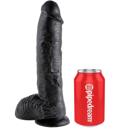 King Cock- Penis De 10" Negru Cu Bile 25.4 Cm