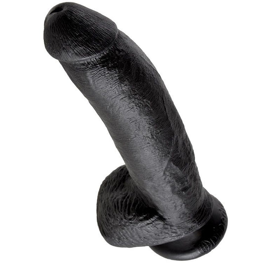 King Cock- Penis De 9" Negru Cu Bile 22.9 Cm