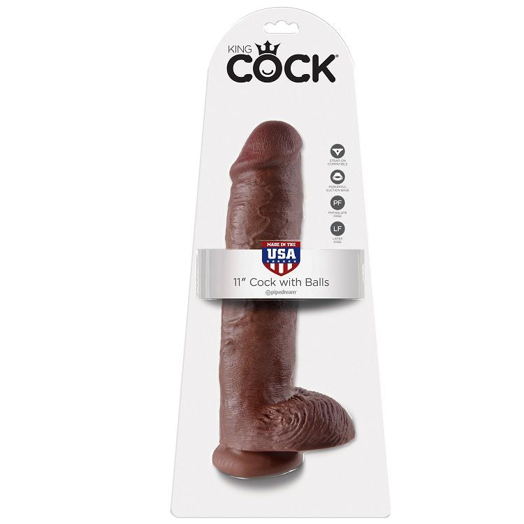 King Cock- Penis De 11" Maro Cu Bile De 28 Cm