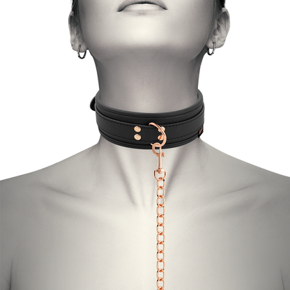 Coquette Chic Desire - Fantasy Necklace Made Of Vegan Leather With Strap And Neoprene Liner For BDSM