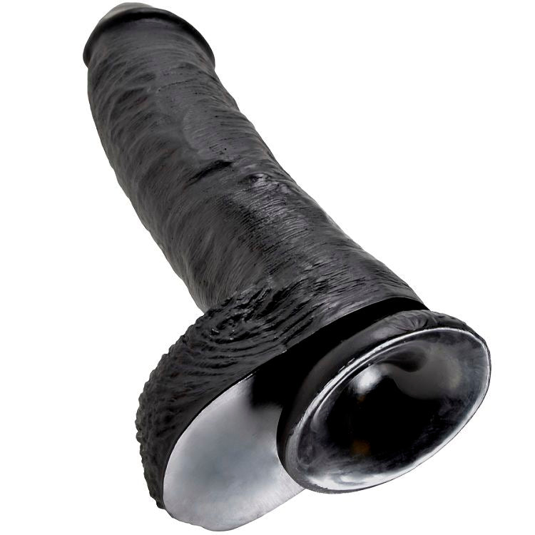 King Cock- Penis De 10" Negru Cu Bile 25.4 Cm