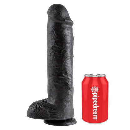 King Cock- Penis De 11" Negru Cu Bile 28 Cm