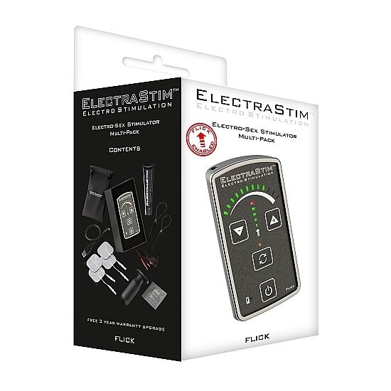 Electrastim - Flick EM60-M Multi-Stimulator Package with Penis Rings and Silicone Noir Aura Electrode