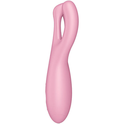 Satisfyer Threesome 4 Clitoris Vibrator with 3 Powerful Motors, 12 Programs, Satisfyer Connect App - Pink, Waterproof, Soft Silicone