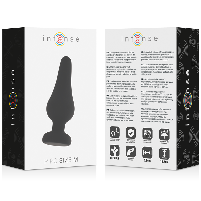 Intense Anal Toys-Dop Anal Intens Pipo M Silicon Negru Negru 11 Cm