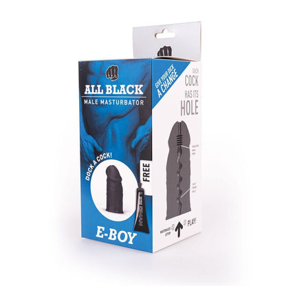 All Black - E-Boy Masturbator with Zig-Zag Design, 17 cm