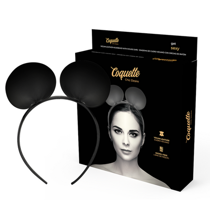 Coquette Accessories - Vegan Leather Mouse Ear Headband, Elegance Detail For Underwear