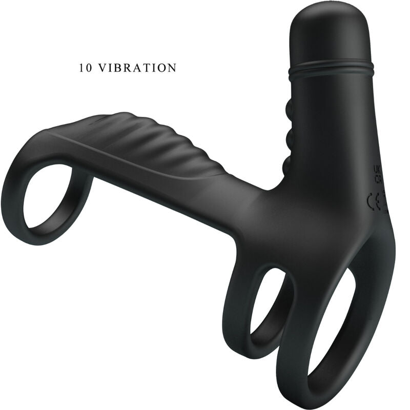 Pretty Love Male - Soft And Elastic Silicone Vibrating Penis Sling, 10 Vibration Modes, Black