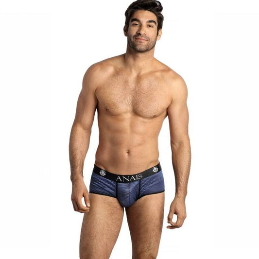 Anais Men - Navy XL Black Tulle Sports Briefs with Vertical Stripes