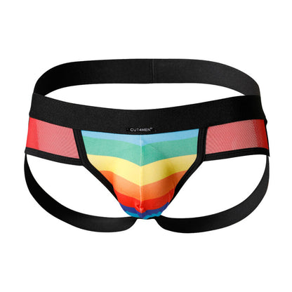 Cut4Men - Jockstrap Rainbow XL in Polyester and Elastane, Ideal for Active Lifestyle