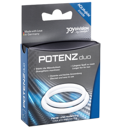 Joydivision Potenzduo - M White Penis and Testicle Rings Set