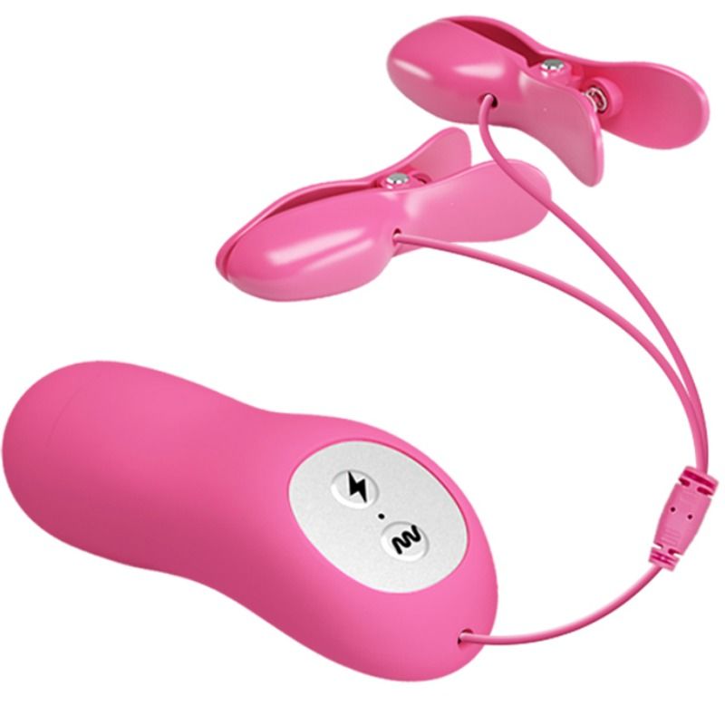 Baile Stimulating - Fuchsia Pink Vibrating Nipple Clips with Vibrations and Electroshocks