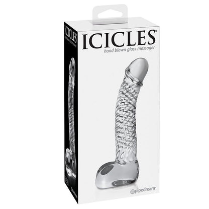 Icicles Number 61 Hand Blown Glass Massager - G/P Point Stimulation, Elegant Design, Spiral Veins