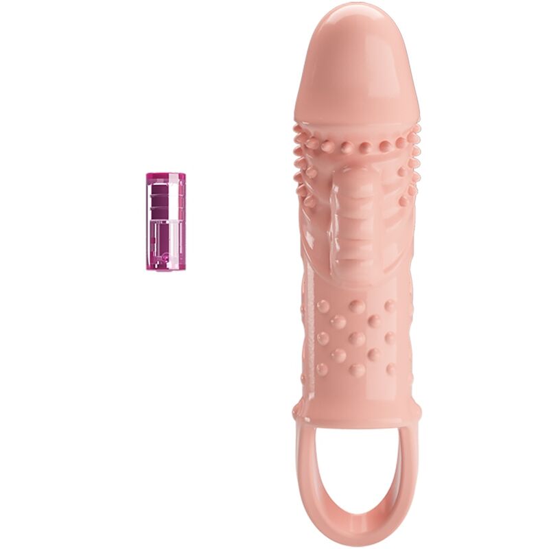 Pretty Love Cecelia Penis Sleeve Vibrator with Stronger Erection, TPR ABS, Flesh, Powered by 3 LR936 Batteries