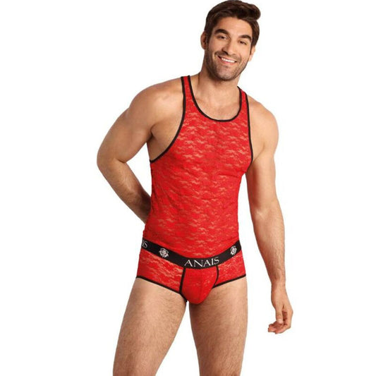 Anais Men Accesories - Top Brave XL, Delicate Red Lace with Floral Print, Composition: 95% Polyester, 5% Lycra, Size: XL