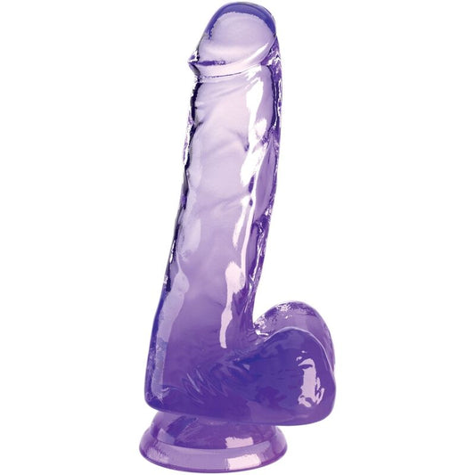 King Cock- Penis Realist Transparent Cu Bile 13,5 Cm Violet