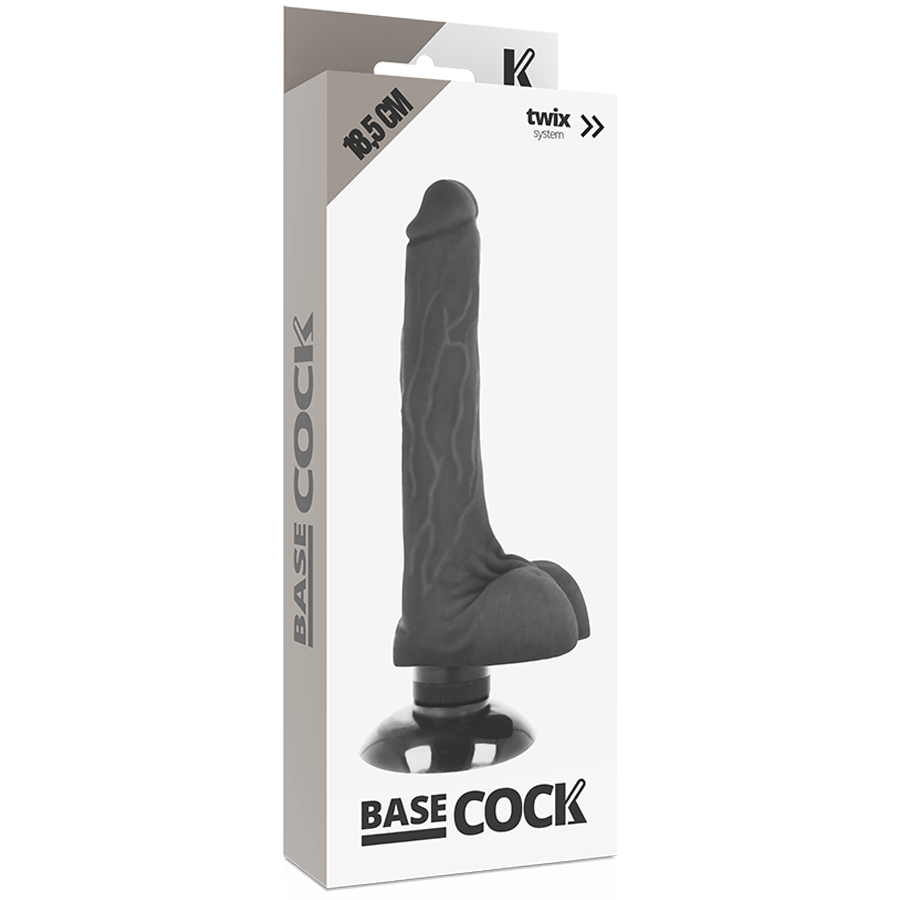 Basecock - Realistic 2-in-1 Vibrator Black, 18.5 cm