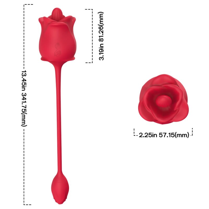 Armony Stimulators- Rose 2 În 1 Stimulator De Aspirație Și Vibrator 10 Moduri Cu Coadă Roșie