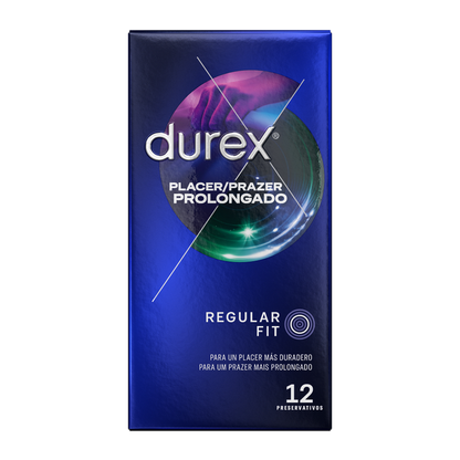 Durex Condoms - Condoms Prolonged Pleasure with Delayed Effect 12 Units, Performa Lubricant, Natural Latex, Transparent