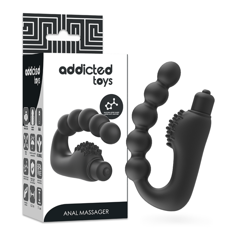 Addicted Toys Vibrating Prostate Anal Massager Toy - Soft Silicone, Size 11 x 6.3cm, Waterproof