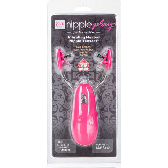 California Exotics - Vibrating Heated Nipple Tweezers, Pink, 2 Speed ​​Action