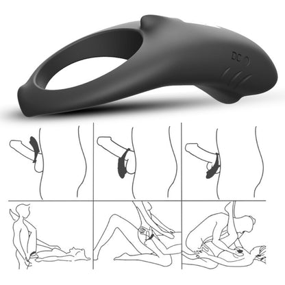 Armony For Him- Inel Vibrator Rechin Pentru Cupluri Telecomandă Negru