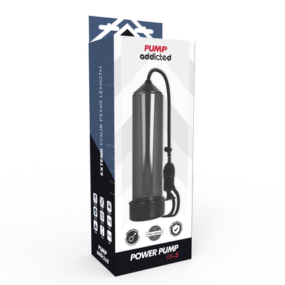 Pump Addicted - Dependent Pump Rx5 Black, Insertable Length 23cm, Material ABS + Silicone, Water Resistant, Phthalates Free