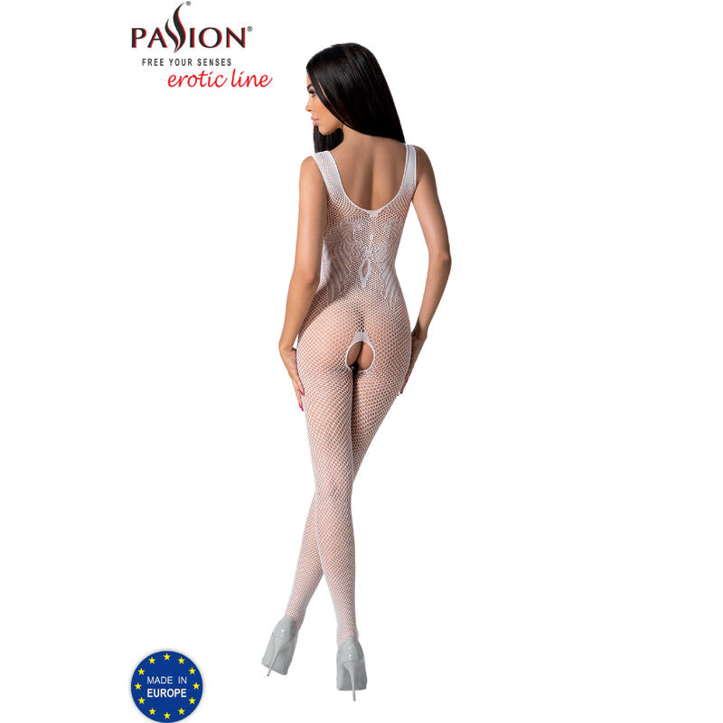 Passion Woman Bodystockings - Bs098 White Bodystocking with Sensual Design, One Size