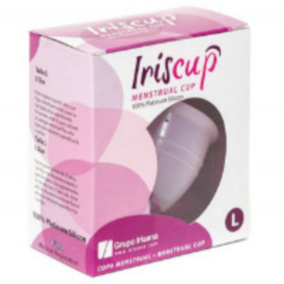 Iriscup - Silicone Reusable Menstrual Cup, Size L, Pink, With Free Sterilizing Bag