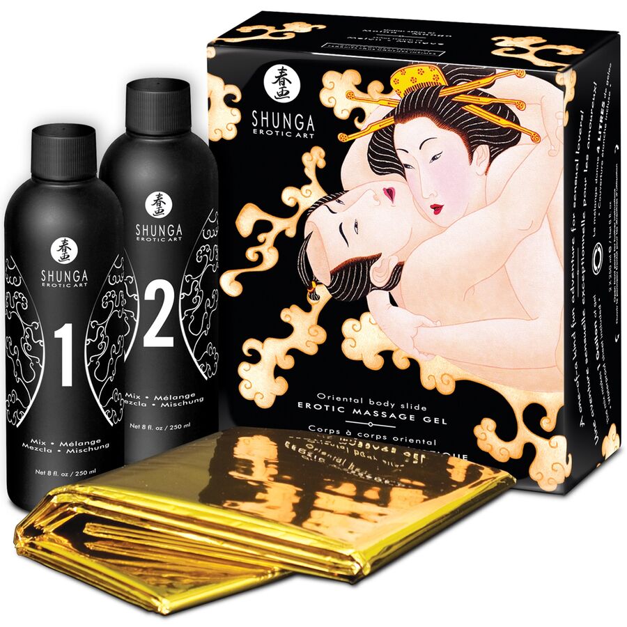 Shunga Kits- Gel De Masaj Erotic Oriental Pentru Corp Lubrifiere Pepene Galben Mango