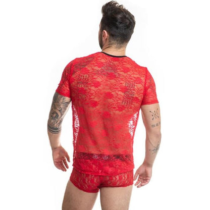 Anais Men Accesories - Brave XL T-Shirt, Delicate Red Lace with Floral Print, Composition: 95% Polyester, 5% Lycra, Size: XL