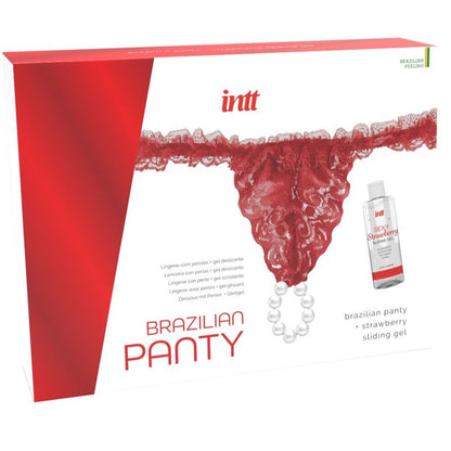 Intt Releases - Brazilian Red Panties With Pearls and Strawberry Lube Gel, 50ml